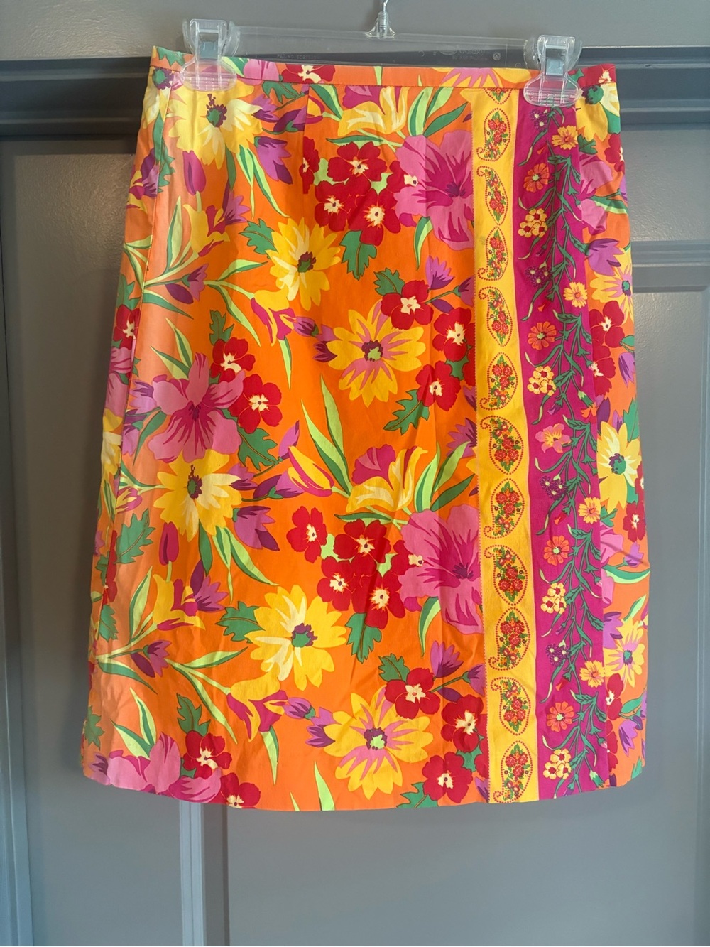 Vintage Sharon Young Floral Pink Orange Yellow Skirt.
